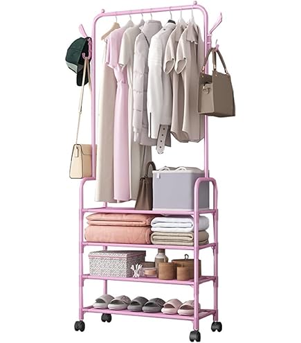 Amazon｜Jinmoioy ハンガーラック 収納付き おしゃれ スリム シングル